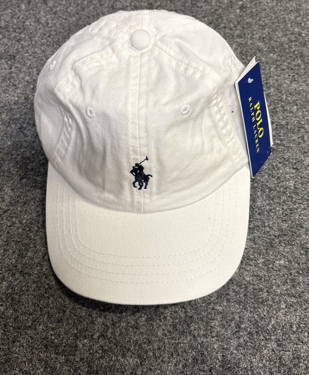 NWT Polo Ralph Lauren Classic White Blue Pony Adjustable Hat One Size